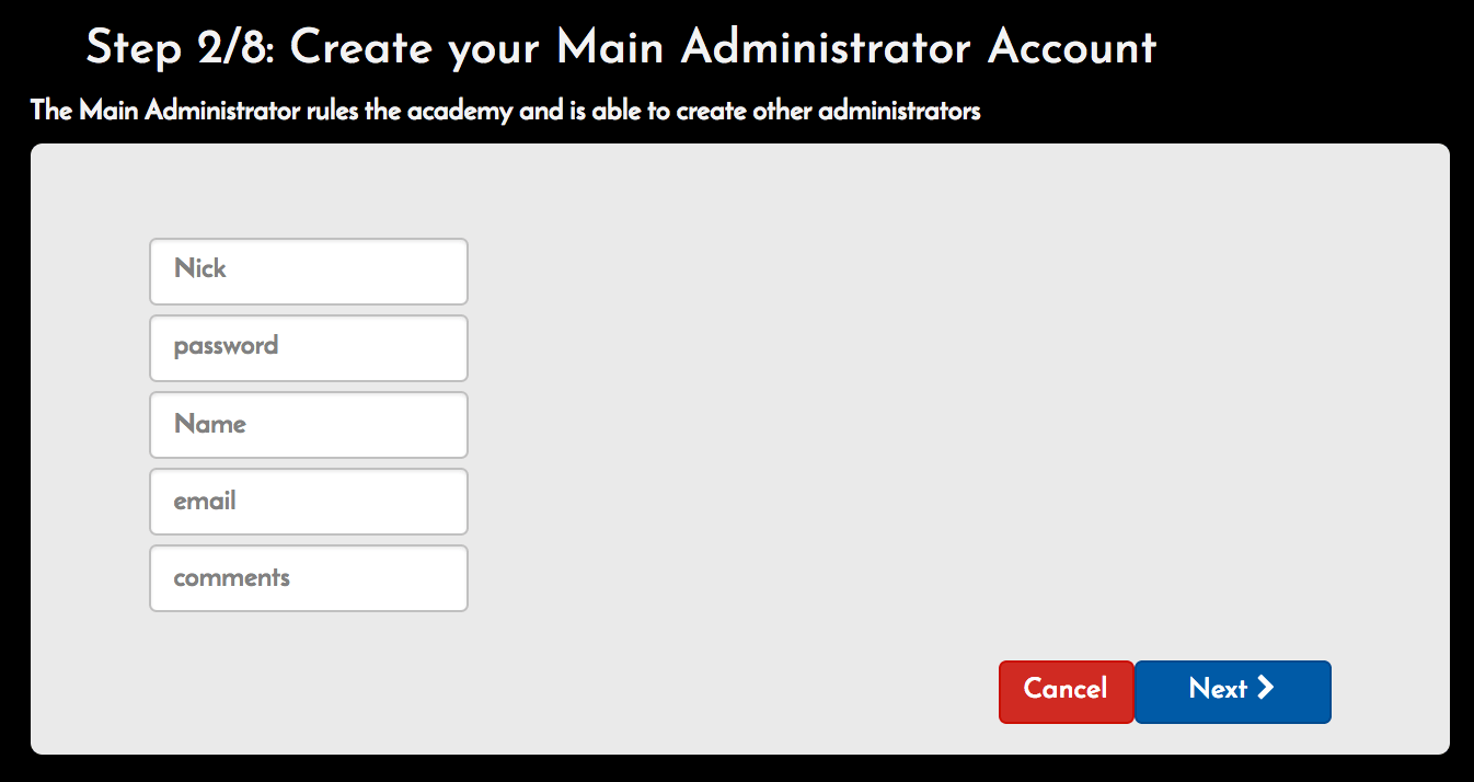 Create main admin screen